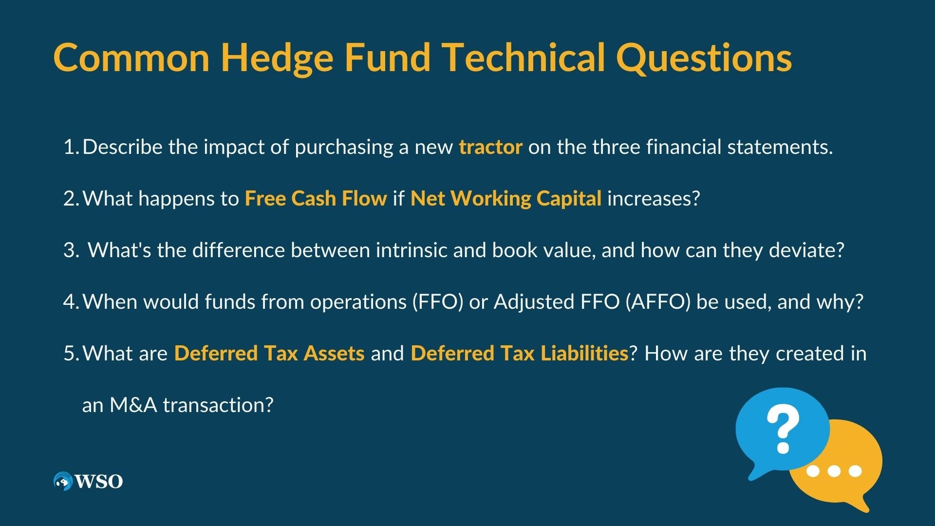 Common Hedge Fund Technical Questions